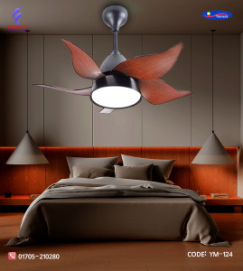 Yamada 36" Modern Decorative Silent ABS Blade Underlight With Remote Ceiling Fan (Wood grain) YM-124