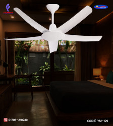 Yamada 54" White 5 Blade Remote Ceiling Fan YM-129