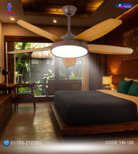Yamada 52" Walnut Brown Underlight Remote Ceiling Fan YM-105