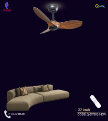 Qulik Spinner Pro 32" - Modern Decorative Silent ABS Blade with Remote Ceiling Fan (Dark Wood) Q-D78021-DW