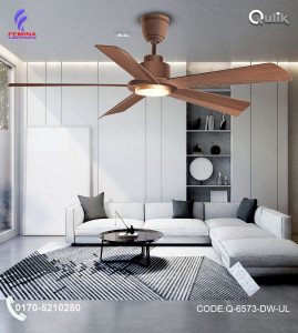 Qulik Quantom 56" Decorative Silent ABS Blade Remote Underlight Ceiling Fan (Dark Wood) | Q-6573-DW-UL