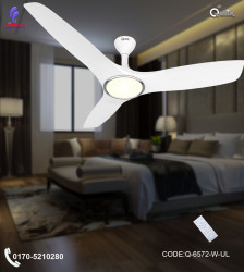 Qulik Aerovane UL 52" Modern Decorative Silent ABS Blade Remote Under Light Ceiling Fan (White) Q-6572-W-UL