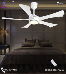 Qulik Falcon 53" Decorative Energy Saving BLDC Remote Control Underlight Ceiling Fan (Pearl White) |Q-6574-PW-UL