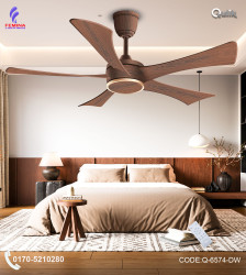 Qulik Falcon 53" Decorative Energy Saving BLDC Remote Control Ceiling Fan (Dark Wood) |Q-6574-DW