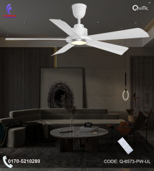 Qulik Quantom 56" Decorative Silent ABS Blade Remote Underlight Ceiling Fan (Pearl White) | Q-6573-PW-UL