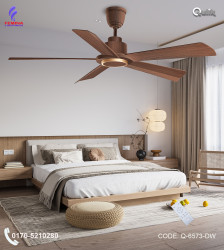 Qulik Quantom 56" Decorative Silent ABS Blade Remote Ceiling Fan (Dark wood) | Q-6573-DW