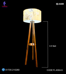 Wooden Floor Lamp – 3.5 Feet Handcrafted Elegance, For Living Room, Bedroom, Office, Café, and Lounge Spaces|Handcrafted wooden lamp| Dark Wood|FL-6304-S