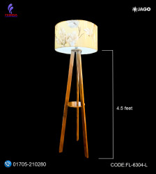 Wooden Floor Lamp – 4.5 Feet Handcrafted Elegance, For Living Room, Bedroom, Office, Café, and Lounge Spaces|Handcrafted wooden lamp| Dark Wood|FL-6304-L