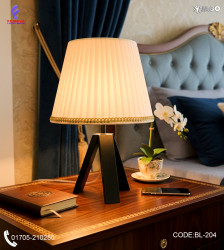 Wooden Bed Lamp (Replaceable / Interchangeable Shade) – 1 Feet Handcrafted Elegance, For Living Room, Bedroom, Office, Café, and Lounge Spaces|BL-204