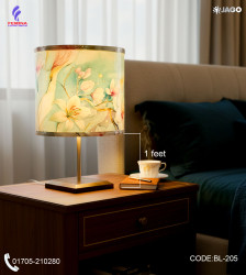 Wooden Bed Lamp (Replaceable / Interchangeable Shade) – 1 Feet Handcrafted Elegance, For Living Room, Bedroom, Office, Café, and Lounge Spaces|BL-205