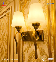 Jago Double Antique Brass Wall Lamp – Contemporary Indoor LED Wall Light |WB-6012-2W